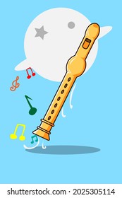 Flute cartoon illustration hand drawing vector 