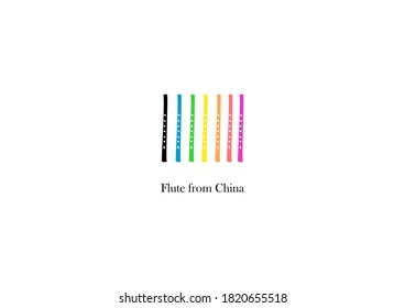 Flute from China. world musical instruments vector.