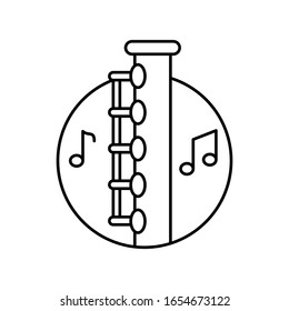 Flute in circle icon. Simple line, outline vector elements of musical instrument icons for ui and ux, website or mobile application