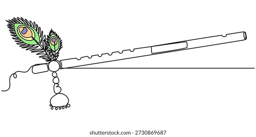 flauta desenho contínuo de uma linha, instrumento vetor ilustração design minimalista arte de linha única, desenho de flauta desenho contínuo de uma linha, ilustração de contorno. 