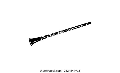 Flute emblem, black isolated silhouette