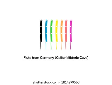 Flute from Germany (Geißenklösterle Cave) Vector. Musical Instrument Vector.