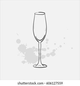 flute glass vector sketch icon