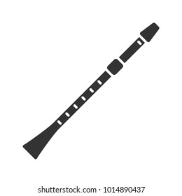 Flute glyph icon. Clarinet. Silhouette symbol. Negative space. Vector isolated illustration