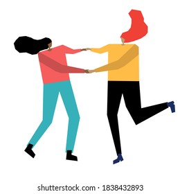 Flute and harp musicians vector illustration. Music band flat hand drawn illustration. Сartoon characters of musicians. Music concert