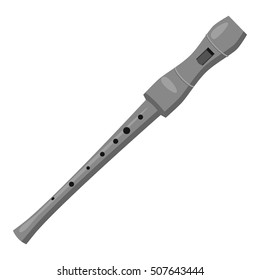 Flute icon. Gray monochrome illustration of flute vector icon for web