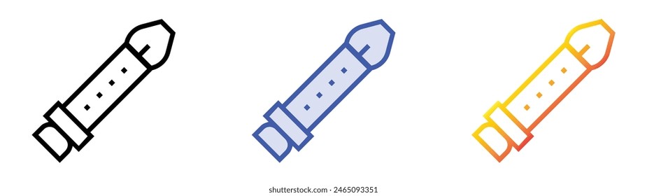flute icon. Linear, Blue Fill and Gradient Style Design Isolated On White Background