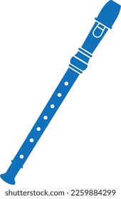 Flute icon, mouth instrument icon blue vector