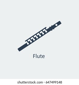 Flute icon. Musical symbol. Silhouette vector icon