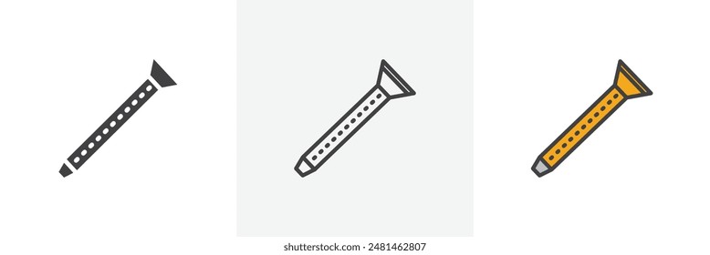 Flute icon symbol collection on white background.