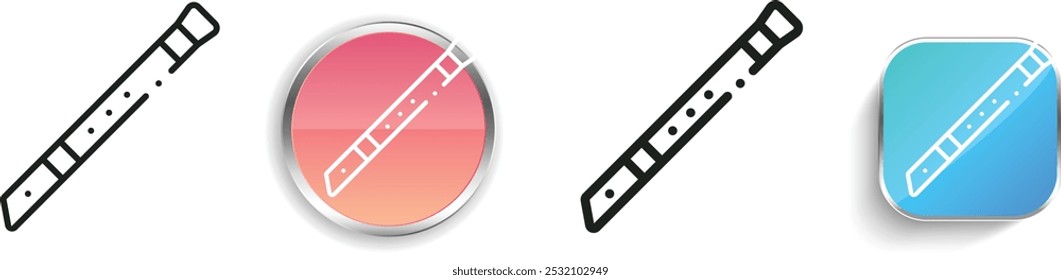 flute icon. Thin Linear, Regular and Button Style Design Isolated On White Background