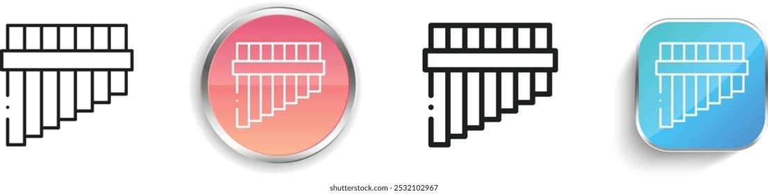 flute icon. Thin Linear, Regular and Button Style Design Isolated On White Background