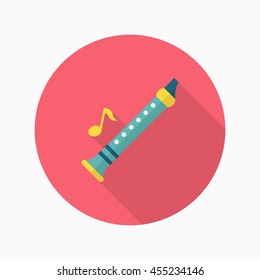 Flute icon , Vector flat long shadow design. 