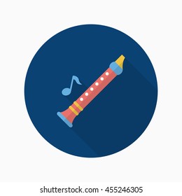 Flute icon , Vector flat long shadow design.