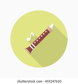 Flute icon , Vector flat long shadow design.