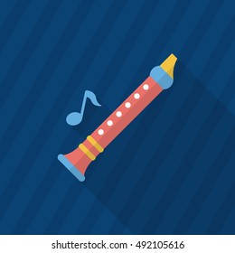 Flute icon , Vector flat long shadow design.