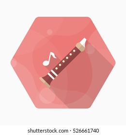 Flute icon , Vector flat long shadow design.