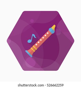 Flute icon , Vector flat long shadow design.