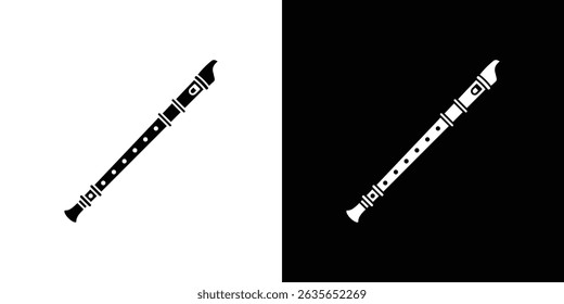 Flute icon Vector in flat style. Collection silhouettes