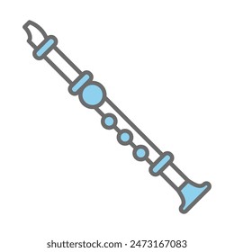 Flute icon wind instrument vector design template
