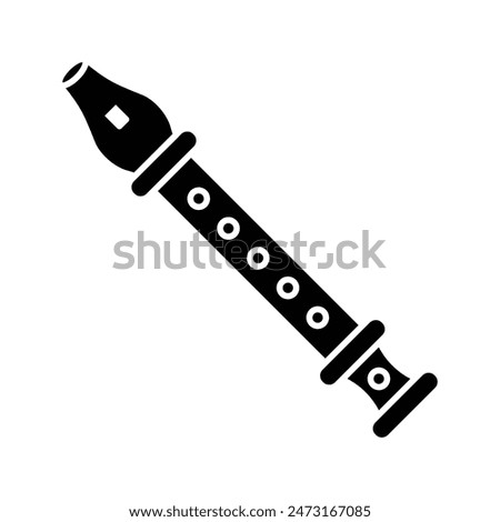 Flute icon wind instrument vector design template