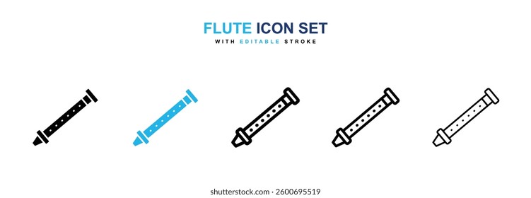 Flute icons graphics set in black and blue colors