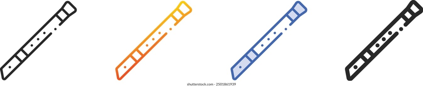 flute icon.Thin Linear, Gradient, Blue Stroke and bold Style Design Isolated On White Background