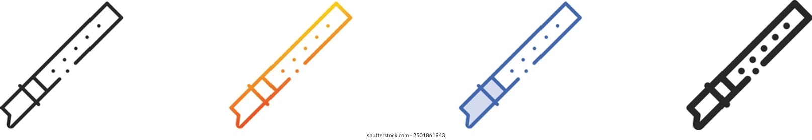 flute icon.Thin Linear, Gradient, Blue Stroke and bold Style Design Isolated On White Background