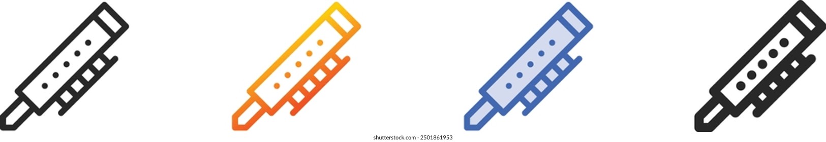 flute icon.Thin Linear, Gradient, Blue Stroke and bold Style Design Isolated On White Background