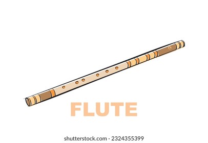 flute indian wooden musical instrument colour vector illustration