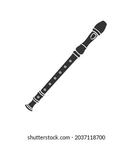 Flute Instrument Icon Silhouette Illustration  Music School Vector Graphic Pictogram Symbol Clip Art  Doodle Sketch Black Sign 