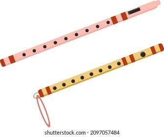 Flute instrument, illustration, vector on a white background.