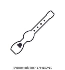 flute instrument line style icon design, Music sound melody song musical art and composition theme Vector illustration