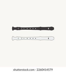
Flute instrument music simple icon logo vector 