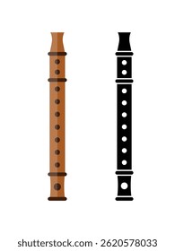 Flute Instrument Vector Illustration Clip Art Set
