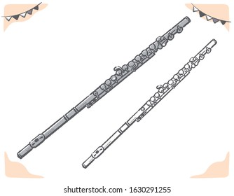 Flute isolated on white. Vector illustration.