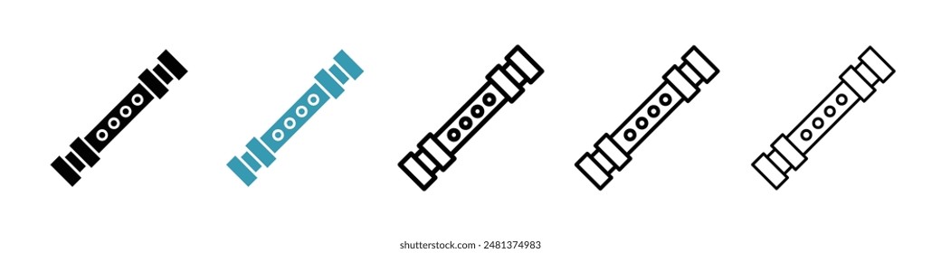 Flute line icon vector set.