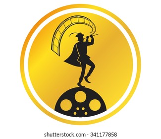 flute movie film logo character icon vector