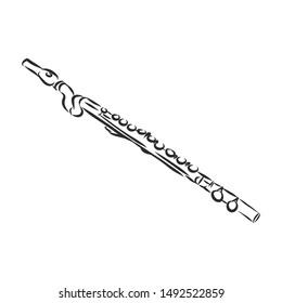 Flute music instrument  contour vector illustration 