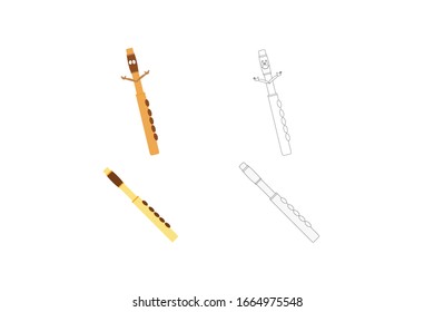 Flute Music Instrument Vector Illustration Bundle