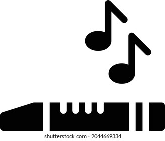 flute music vector glyph flat icon