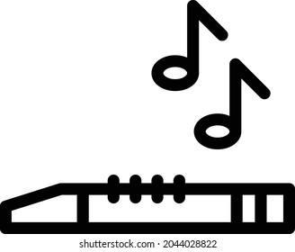 flute music vector thin line icon