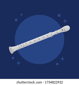 Flute Musical instrument. Icon Vector Flat Design