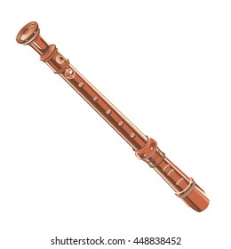 Flute, musical instrument isolate on white background