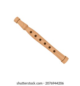 The flute musical instrument isolated on white background.Vector.