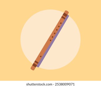 Flute musical instrument on isolated white background. Flute icon. Vector illustration cartoon flat style.