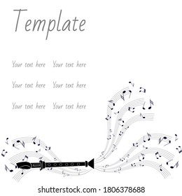 Flute and musical lines on a white background.
Musical poster for your design. Music background vector illustration. EPS10