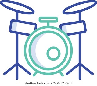 Flute outline color vector illustration