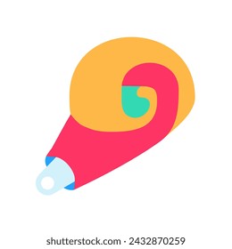 Flute Party toy noisemaker unfolding into spiral, birthday symbol. Simple style festive flute toy noisemaker for design of children entertainment center. Color stroke icon isolated on white background