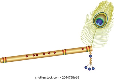 Flute with Peacock vector Graphics
